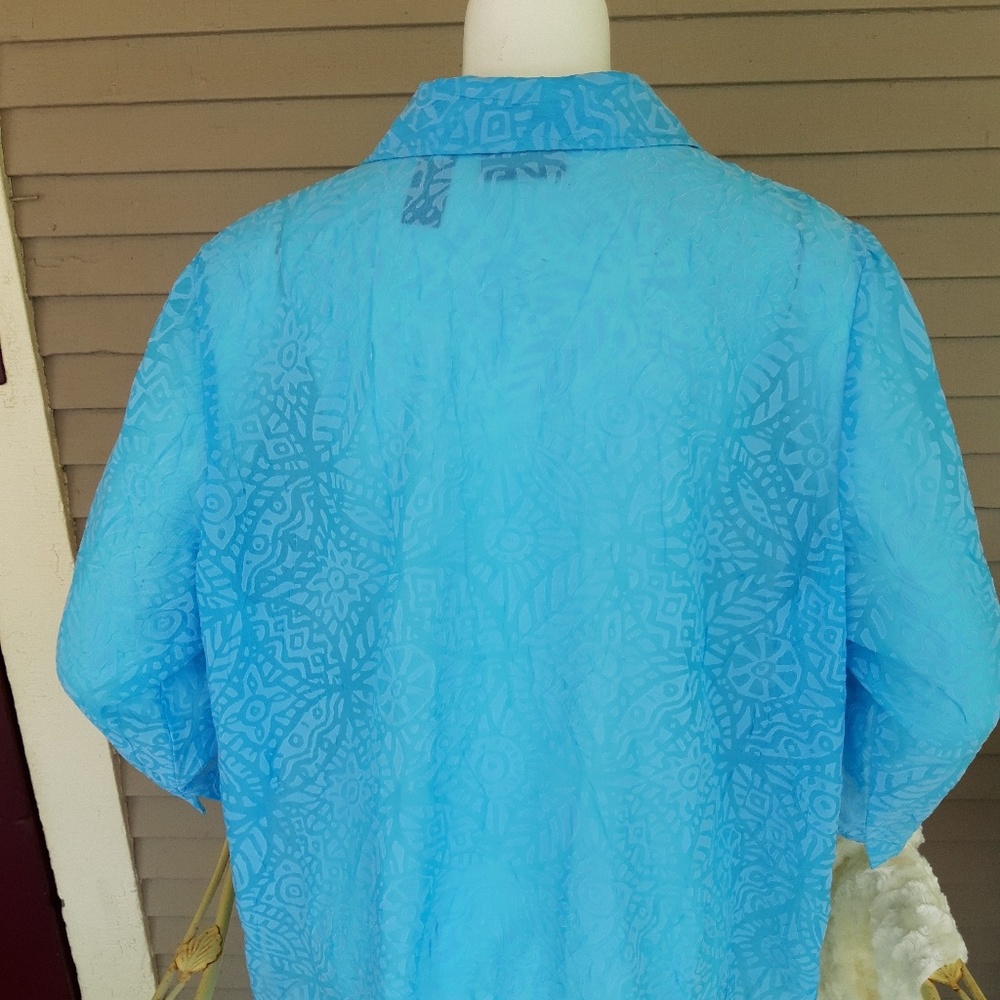 JH Collectibles Turquoise Plus size Blouse - Picture 6 of 8